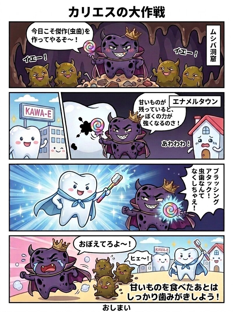 お口のくに 4コマ漫画「カリエスの大作戦」